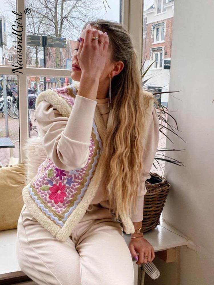 Faux Fur Printing Vest Women Autumn Winter Sleeveless Elegan