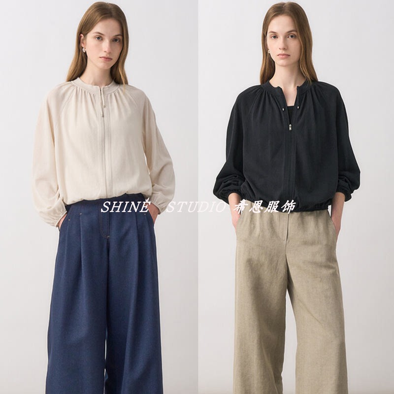 Korean Style Cash~ Lightweight Knitted Cardigan Minimalist Jacket Long-Sleeve Round-Neck Zipper Top Air-Conditioning Cover-Up Kot510W