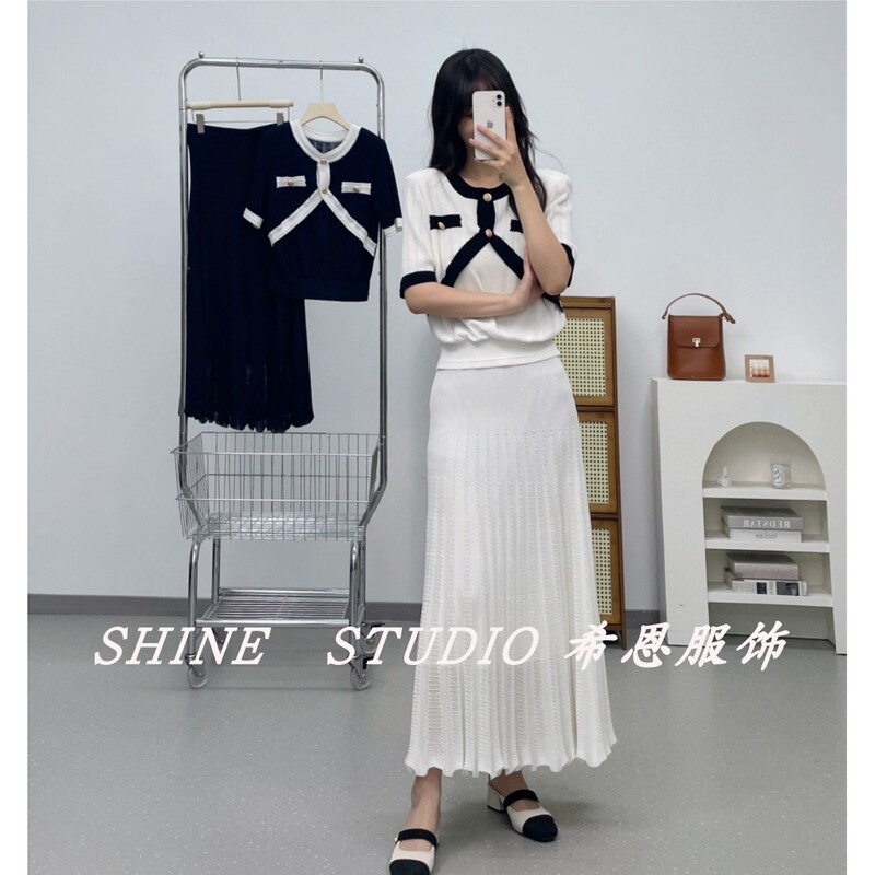 Korean Style Summer ~ Song Hye-Kyo Same Style Fake Two-Piece Knitted Skirt Set Mip4Ksk410/Mip4Kpo410