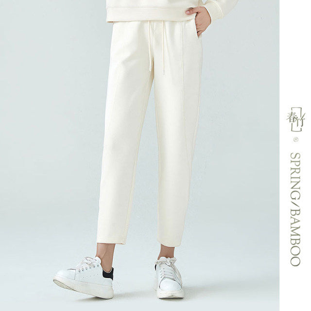 Chunzhu 2025 spring and summer new white pants glutinous rice pants slim and cropped pants fashionable versatile casual pants women's tiny feet pants
