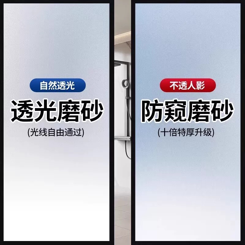Window Frosted Glass Stickers, Light-Transmitting but Not See-Through, Bathroom Anti-Peeping Film, Bathroom Window Privacy Anti-Peeping Film