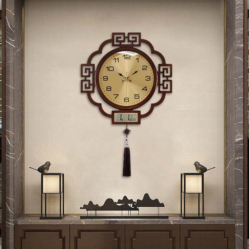 New light extravaganza The new Chinese New Chinese lunar calendar Home Fashion muted China Wind copper Atmospheric clock hanging wall clock-Taobao