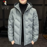Мужской пуховик с пухом, удерживающая тепло мужская куртка с капюшоном, 2024 года