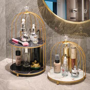 Bathroom cosmetics storage rack bathroom toilet toilet toilet dressing table iron bird cage skin care products desktop storage box
