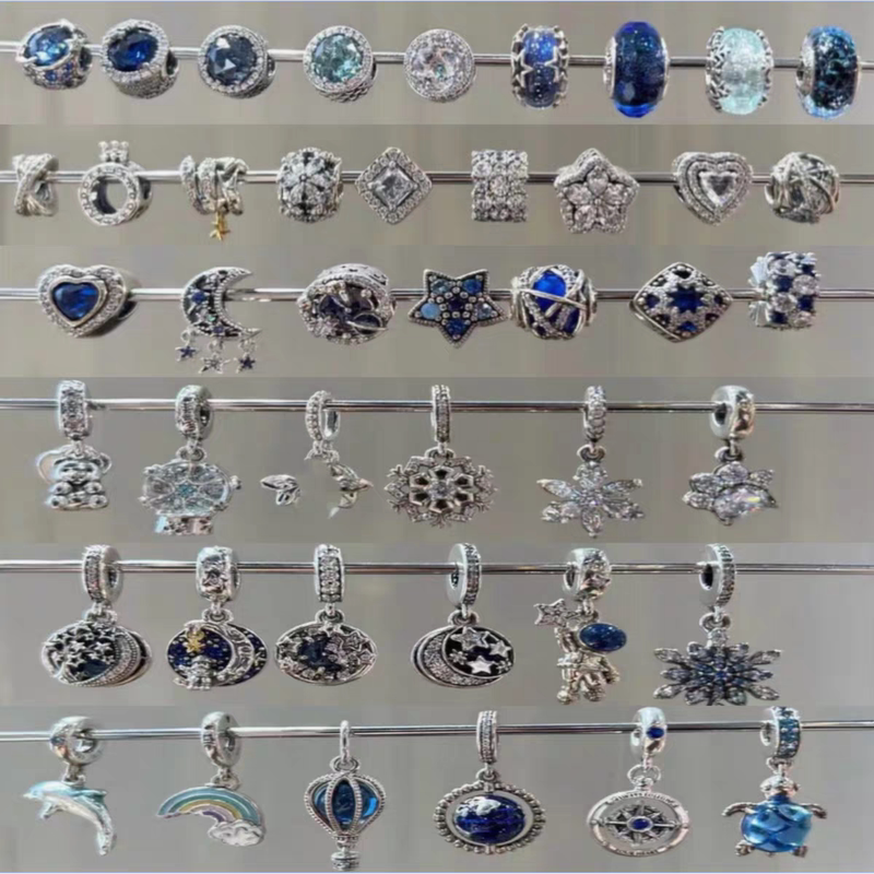 Panjia Style Beads Sparkling Bracelet Beaded Ocean Heart Blue Loose Beads Galaxy DIY Accessories Pendant Fixing Panjia Style Beads Sparkling Bracelet Beaded Ocean Heart Blue Loose Beads Galaxy DIY Accessories Pendant Fixing