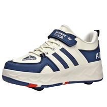 Longbeji childrens shoes boys heelys shoes childrens four-wheel automatic retractable roller skates primary school students deformed shoes for girls