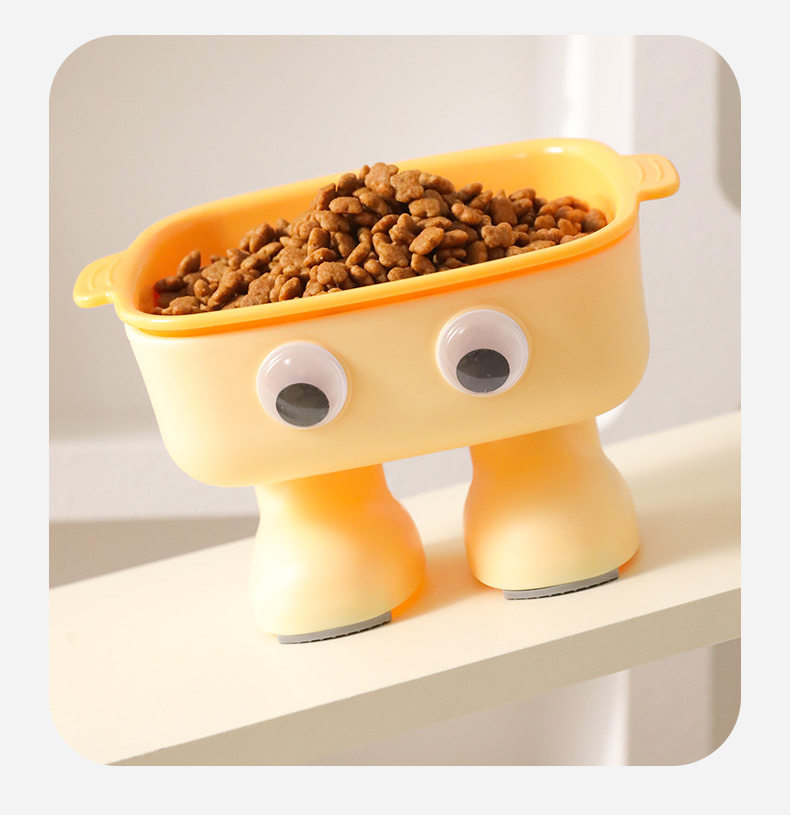 猫咪高脚碗大眼机器人护颈猫碗水粮一体狗狗防打翻喂食碗宠物插图9