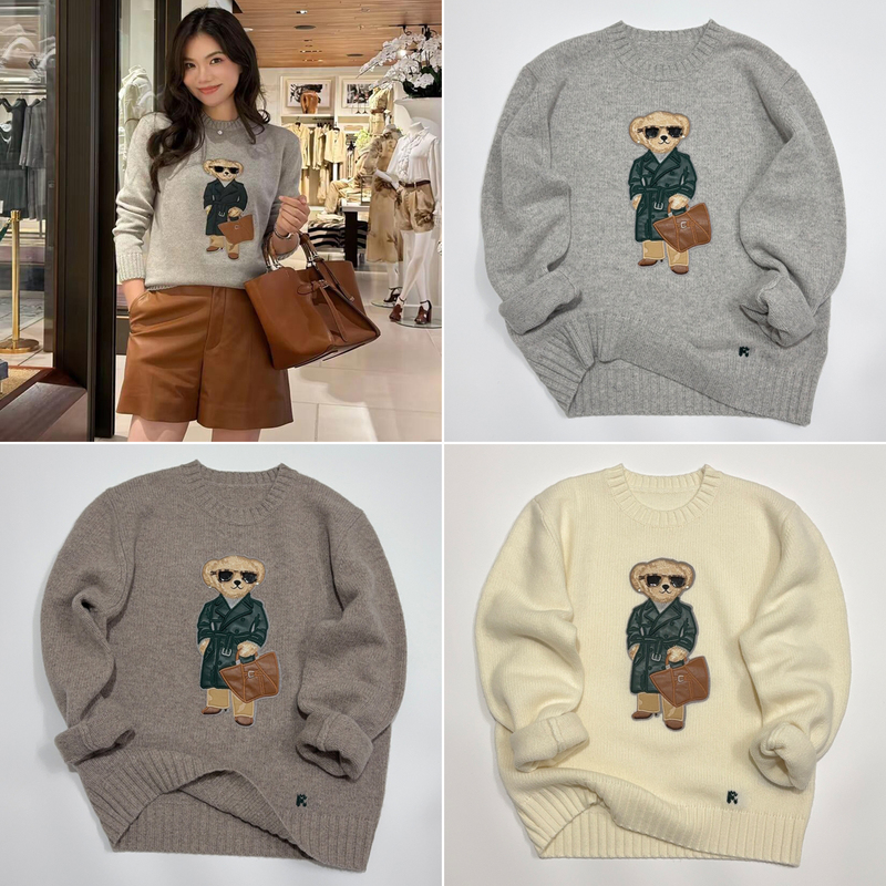 2025 New Model Rl Purple Label Bear Sweater American Style Loose Wool Knitwear