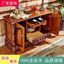 Eurostyle Dining Side Cabinet American Solid Wood Carver Lockers Living-room Large Family Type Tea Water Cabinet Full Solid Wood Restaurant Dining Side Cabinet