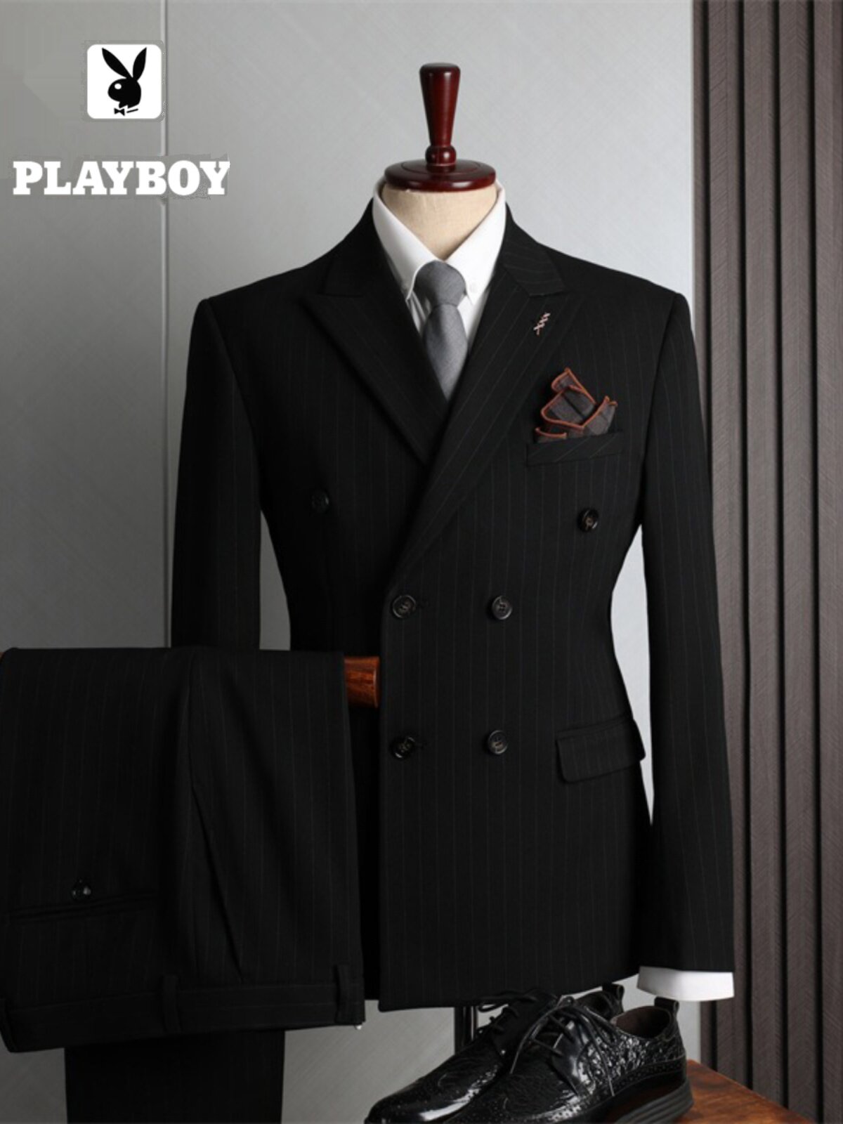 Роскошный двубортный костюм для свадьбы в стиле Playboy Изображение 1