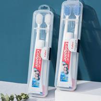 Mini toothbrush and toothpaste to carry with you on business trips small portable toothbrush set compact with storage box