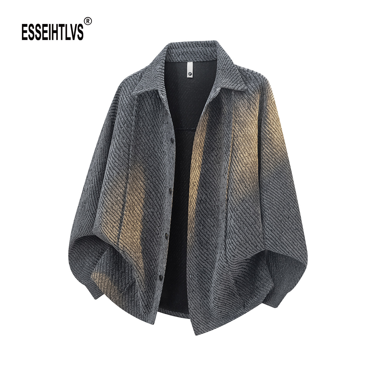 ESSEIHTLVS シェニールストライプ長袖シャツジャケット（男女兼用）、春のトレンドルーズカジュアルジャケットシャツ