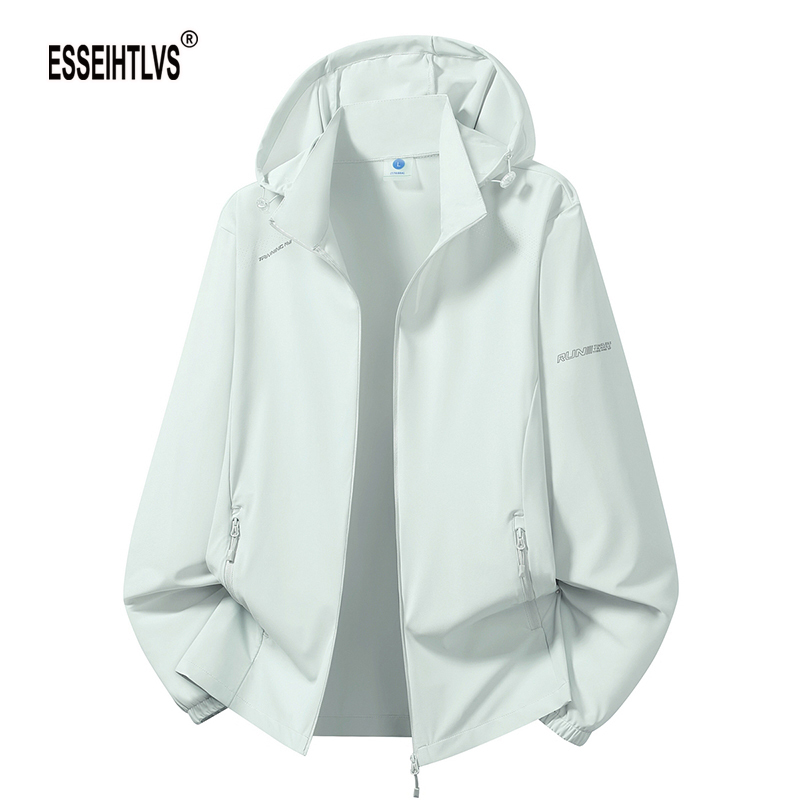 Esseihtlvs Sun Protection Clothing Men's Summer Jacket with Detachable Hood Ice Silk Breathable Casual Anti-Uv Clothing Esseihtlvs Sun Protection Clothing Men's Summer Jacket with Detachable Hood Ice Silk Breathable Casual Anti-Uv Clothing