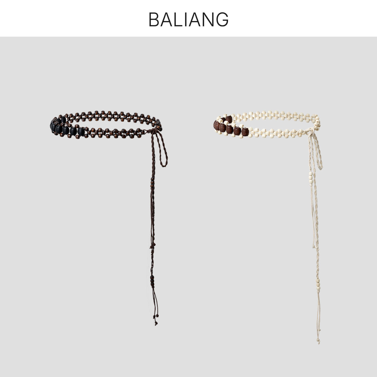 BALIANG Eight Beams (Tie) Multi-strand Color-blocked Wooden Beads, Tassels, Braided Rope Waist Chain