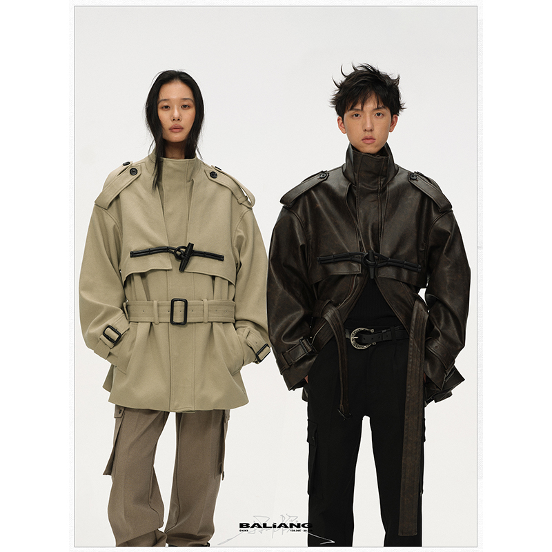 BALIANG "Ba Liang" Shuan "Stopper" mid-length horn-toggle parka-style leather coat