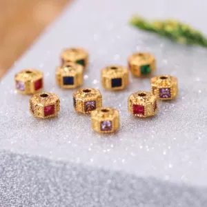 Однотонные бусины, аксессуар, золото 750 пробы, 5mm