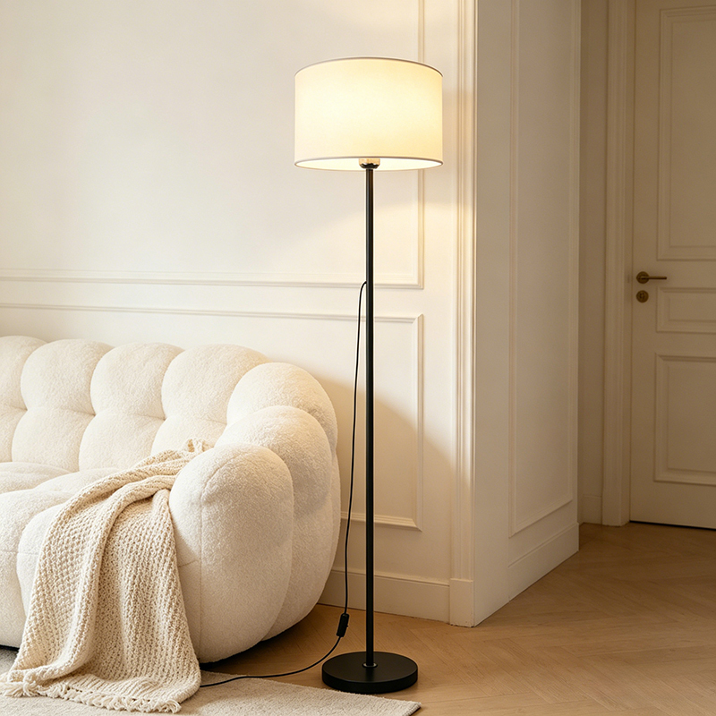 Cream-Colored Floor Lamp for Bedroom Bedside, Ambiance Light, Warm and Stylish, Suitable for Study Room, Living Room, or Next to the Sofa