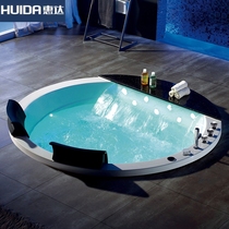 Huida round embedded double bathtub waterfall couple fun surfing massage smart constant temperature small apartment home
