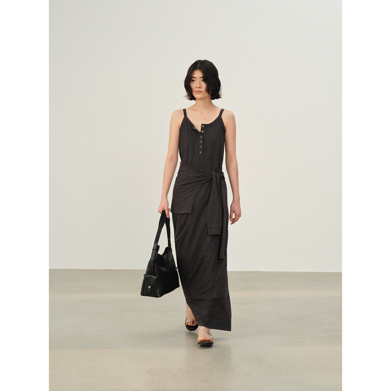 Silavie Lazy Atmosphere Skin-Friendly Comfortable Imported Cotton Shawl Elastic Knitted Dress Set Silavie Lazy Atmosphere Skin-Friendly Comfortable Imported Cotton Shawl Elastic Knitted Dress Set