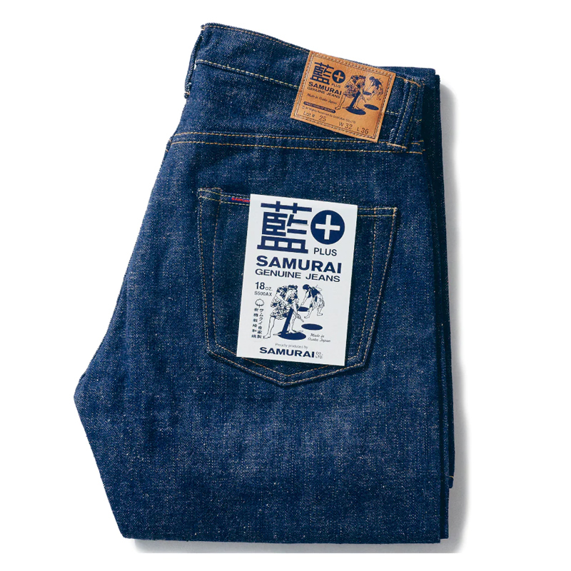 Japanese Samurai Samurai Denim S500Ax Selvedge Men's Mid-Rise Straight-Leg Jeans Blue+18Oz