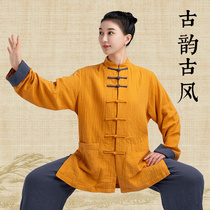 New Products Tai Chi Clothing Womens Spring Autumn New 2023 High-end Foreign Air Cotton Hemp Taijiquan Style Martial Arts for Mens Spring and Autumn Martial Arts