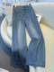 ໂສ້ງຂາກວ້າງ denim ສີຟ້າອ່ອນ Woodpecker ສໍາລັບແມ່ຍິງ 2026 ລະດູໃບໄມ້ປົ່ງແລະລະດູຮ້ອນແບບໃຫມ່ຂອງປີນີ້ທີ່ນິຍົມອາເມລິກາ retro ກາງເກງຊື່