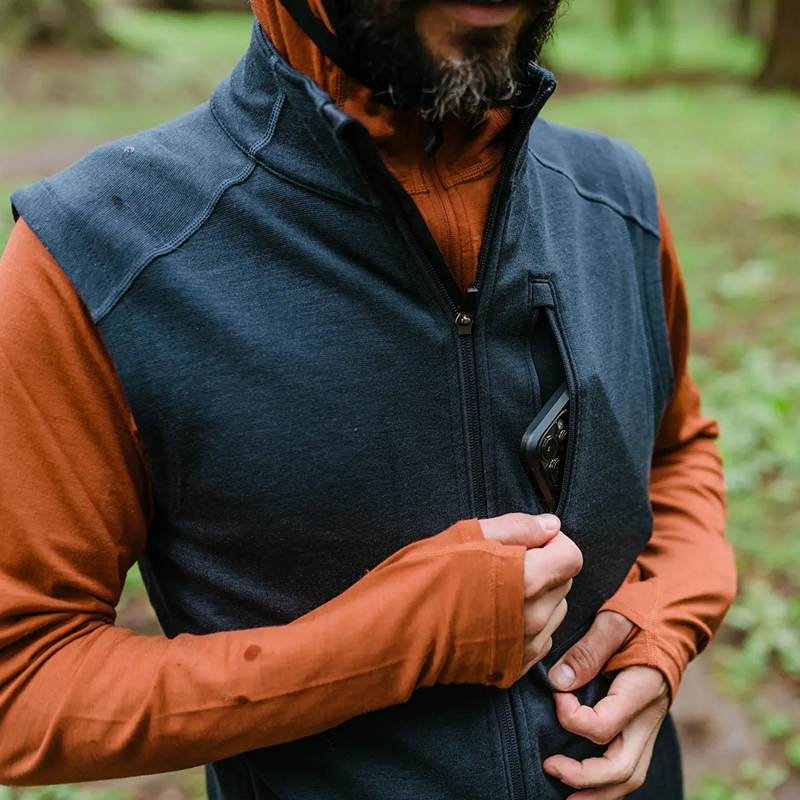 Gray Shell Men's Outdoor Spring and Autumn Warm Merino Wool Jacket Merino Running Sports Cross-Country Sleeveless Vest