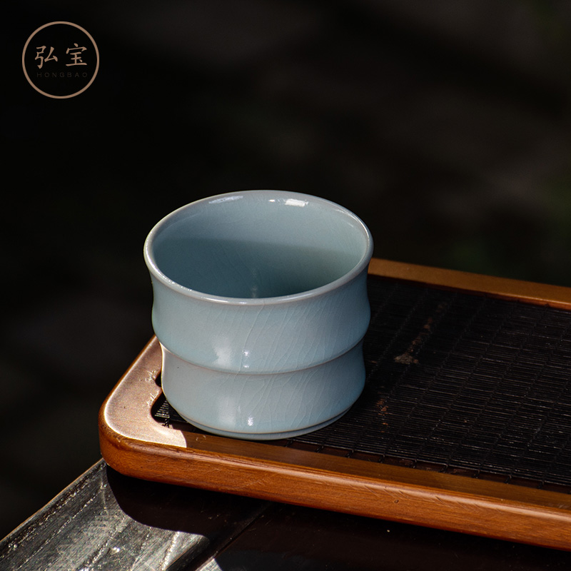 Chai Fever Bamboo Festival Cup Wang Zhenfang Master Handmade Cup Hiropao Ru Kiln Master Cup Teacup Tea Tea Tea Tea Tea Tea Set single-cup gift box-Taobao