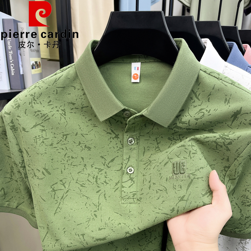 2026 Summer New Pierre Cardin Pure Cotton Short-Sleeved T-Shirt Men's Lapel T-Shirt All-Cotton Casual Polo Shirt Hot Style