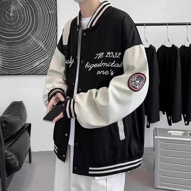 New Balance Trendy Brand Ins Baseball Jacket for Men 2023 Spring/Summer Patchwork Loose Pilot Jacket National Trend Casual Thin Style