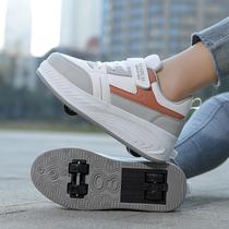 High-end adult heelys deformation shoes double-wheeled invisible wheeled childrens pulley shoes student mens and womens small walking shoes