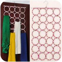 Scarf hanging circle hanging scarf rack circle clothes hanger colorful rattan foldable 28-ring scarf rack belt storage