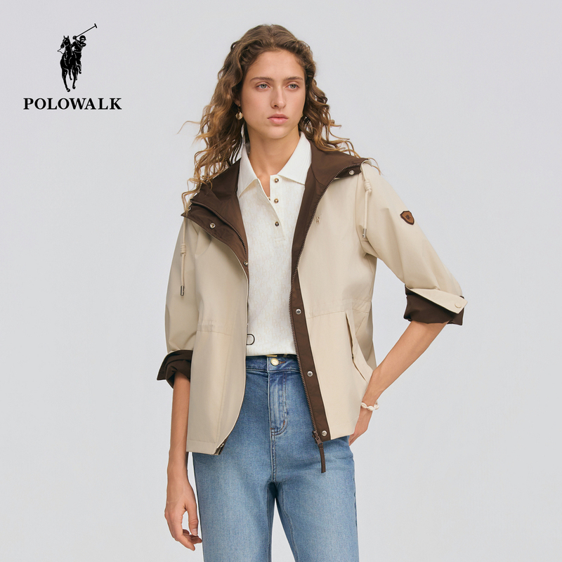 Polowalk Women's Jacket 2026 Autumn New Women's Reversible Hooded Waist-Cinching Slimming Jacket Polowalk Women's Jacket 2026 Autumn New Women's Reversible Hooded Waist-Cinching Slimming Jacket