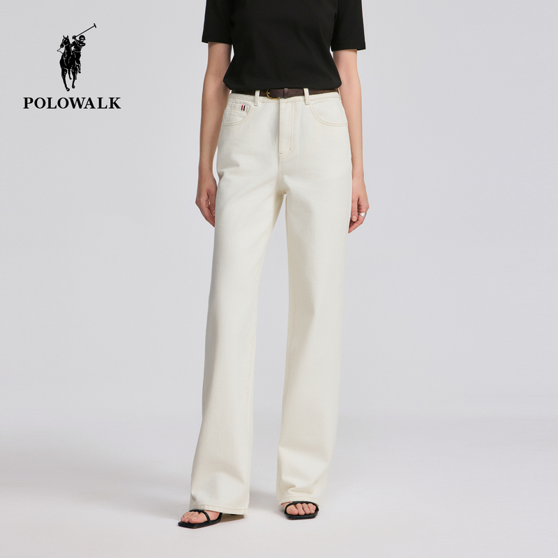 Polowalk Women's Jeans 2026 Spring Pants Women's New Classic Straight-Leg Slimming White Denim Trousers