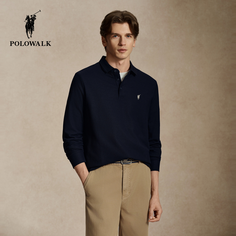 [7A Antibacterial] Polowalk Men's 2026 Autumn New Product Men's Long-Sleeved T-Shirt Polo Collar Casual Antibacterial