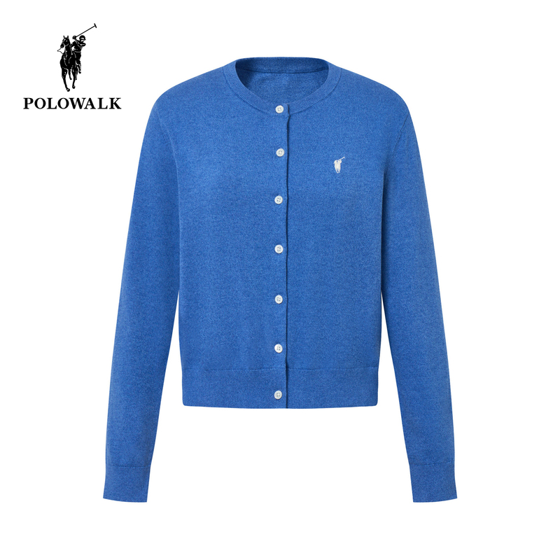 [100% Cotton] Polowalk Women's Long-Sleeved Knitwear 2026 Autum New Cable Knit Polo Collar Knitwear