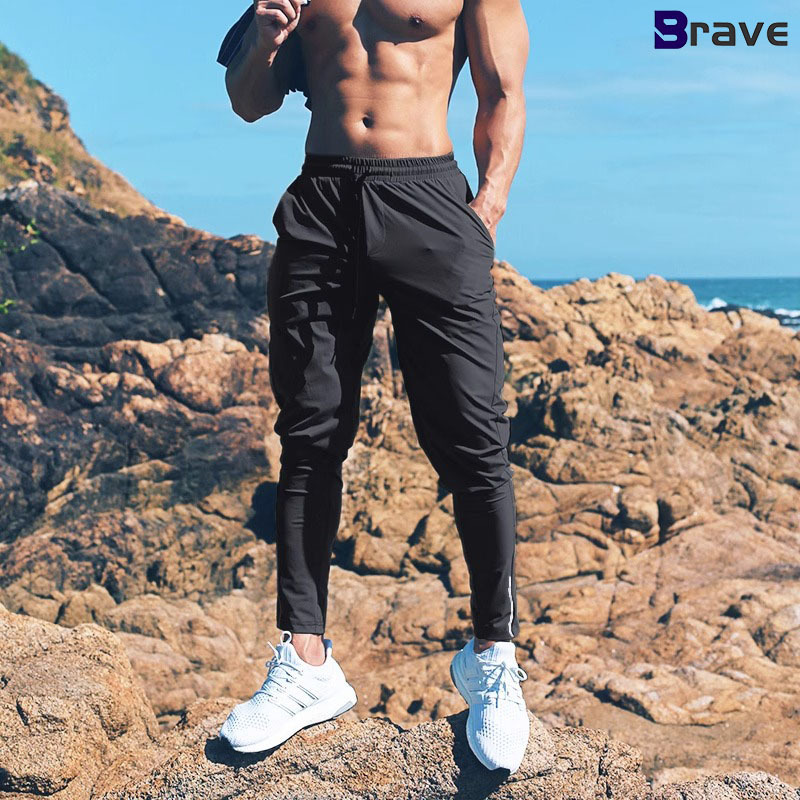 German Summer Sports Pants for Men, Jogger Running Fitness Pants, Ice Silk Thin Slim-Fit Tapered Training Pants