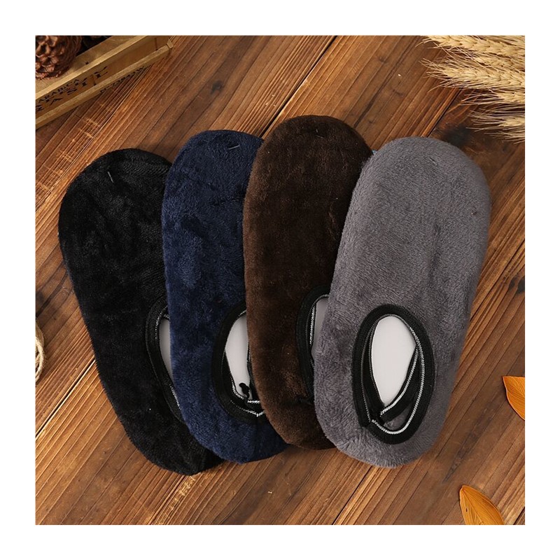 Men's floor footwear Sox flannel Thickened Autumn Winter Home Non-slip Warm Socks Jacket Early Teach Women's Socks Indoor Adult Socks-Taobao
