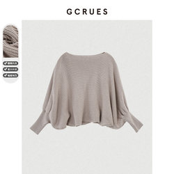 gcrues Korean style bat sleeve outer wear thick sweater women's pullover long sleeve loose lazy style soft waxy design niche