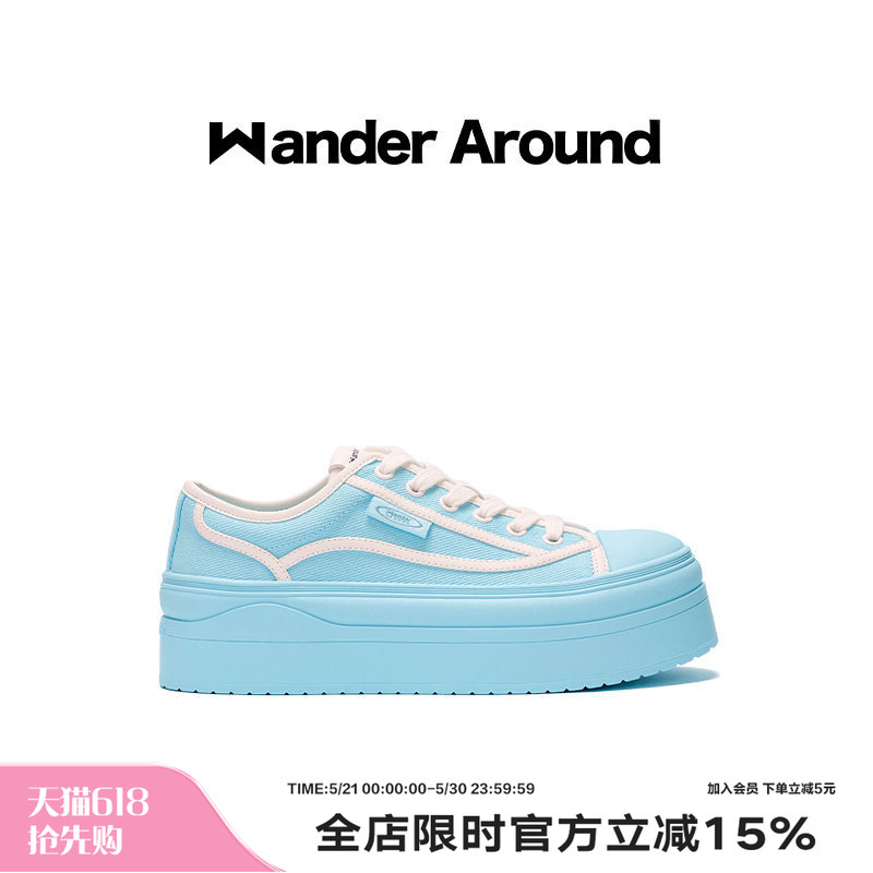 Wander Around Summer Thin-Soled Thick-Soled Casual Versatile Macaron Blue Canvas Shoes for Women with a 6cm Height Increase Wander Around Summer Thin-Soled Thick-Soled Casual Versatile Macaron Blue Canvas Shoes for Women with a 6cm Height Increase