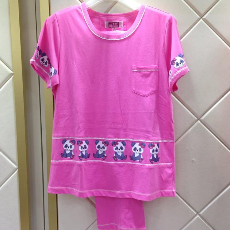 Đồ ngủ tiêu chuẩn Mỹ nữ mùa hè mới dệt kim cotton tay ngắn đơn giản thanh lịch phục vụ nhà phù hợp pijama nữ