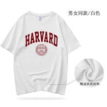 Harvard University a prestigious university in the United States has a new style of heavy-duty round neck pure cotton loose short-sleeves.