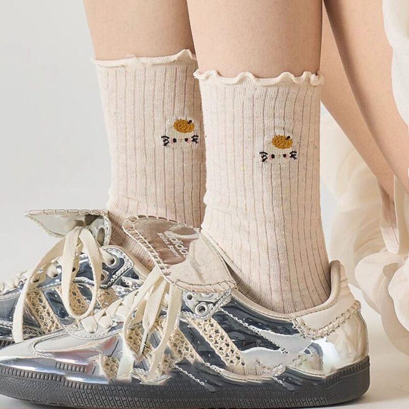 Cartoon Mid-Calf Socks for Girls, Autumn and Winter Trendy Long Socks, Student Warm Versatile Women's Socks