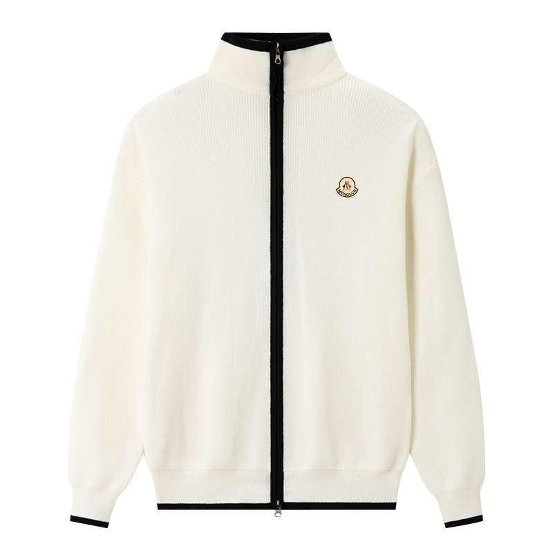 Embroidered Monogram Sweater with Stand Collar for Men, Zip-Up Half-High Collar Sweater Cardigan, Thin Knitwear for Men in Spring and Autumn