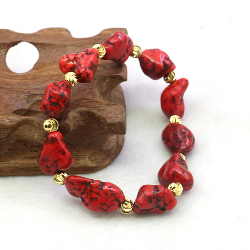 Zhen Yuan's Same Coral Bracelets for Men and Women, Natural Red Turquoise Asymmetrical Bracelets, Guo County King Gives Away Hand Ornaments for Chinese Valentine's Day