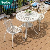 Outdoor table and chair cast aluminum balcony small table and chair combination white household commercial full cast aluminum dining table and chair combination