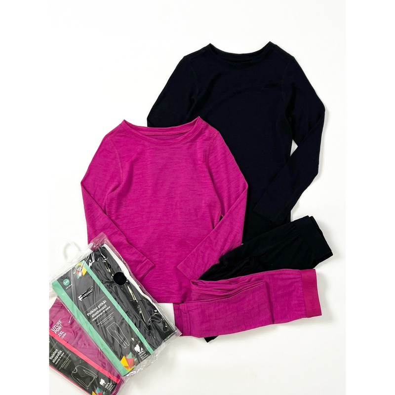 Nordic Export Thin Merino Wool Crew Neck Thermal Underwear Set for Tall Men and Women