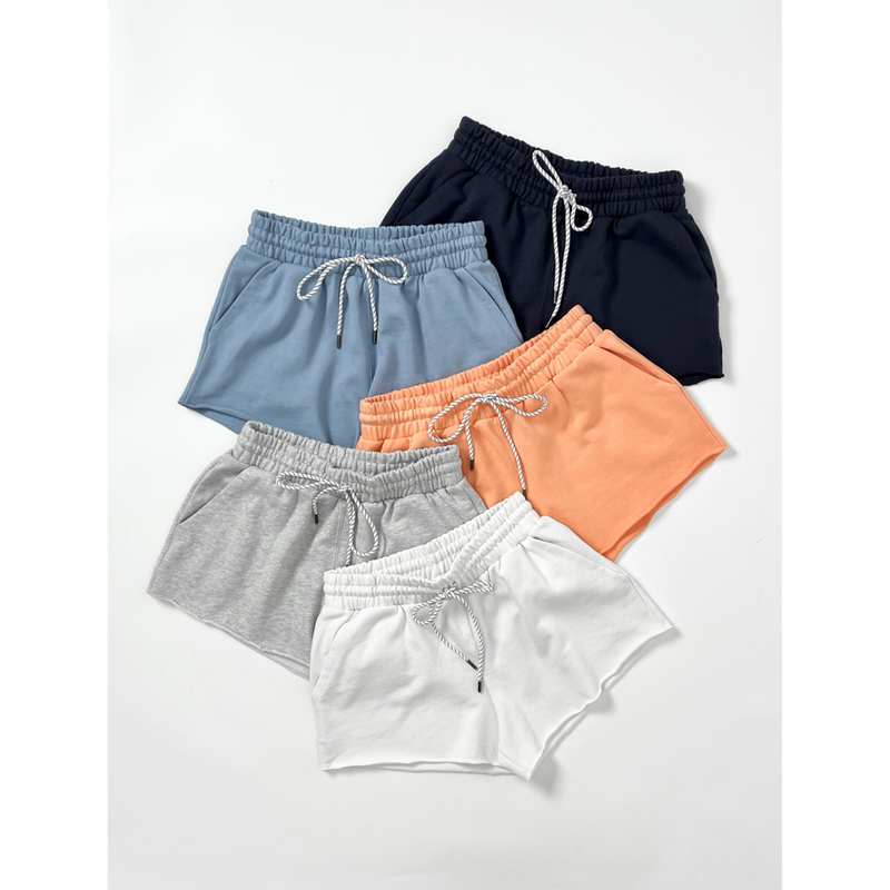 American Brand Park* Collaboration 100% Pure Cotton Terry Fringe American Casual Sports Shorts for Women, Available in Plus Sizes