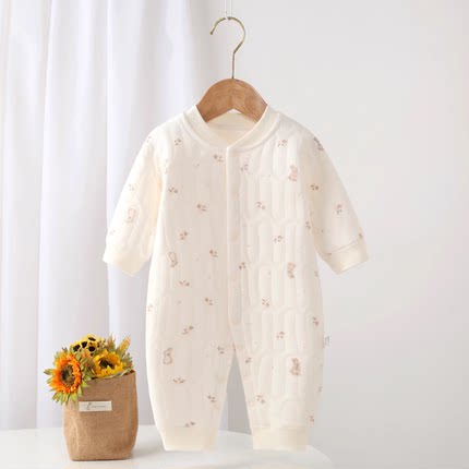 婴幼儿秋冬季保暖连体衣纯棉a类舒适柔软爬服新生儿卡通爬爬服