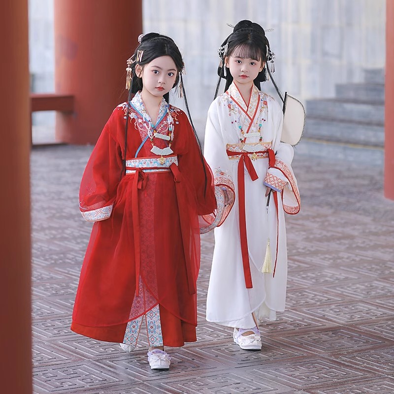 Girls' Hanfu Warring States Robe 2026 Spring and Autumn New Style Children's National Style Heavy Embroidery Exquisite Ancient Costume Warring States Robe Set Girls' Hanfu Warring States Robe 2026 Spring and Autumn New Style Children's National Style Heavy Embroidery Exquisite Ancient Costume Warring States Robe Set